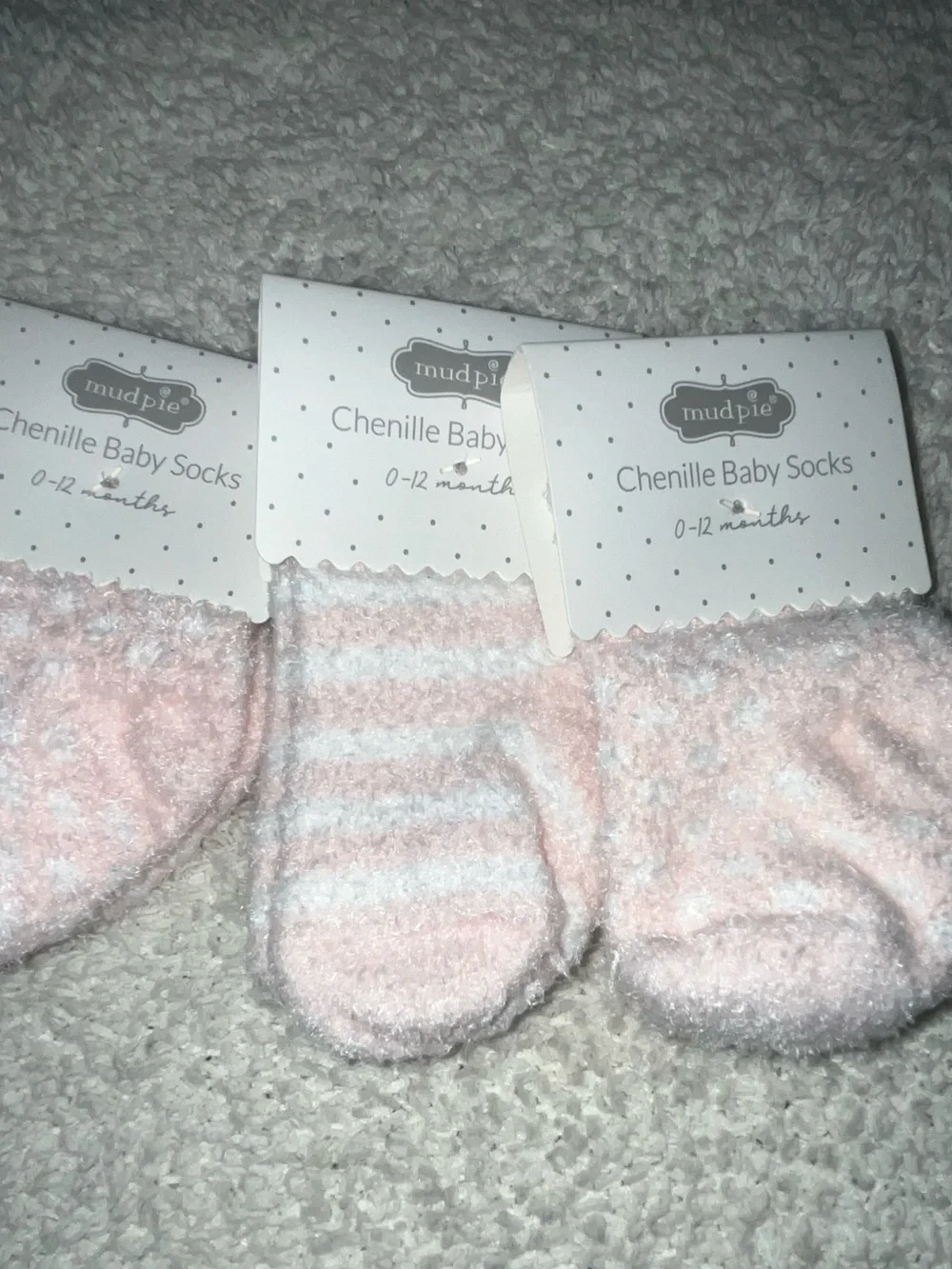 Mudpie Chenille Baby Socks.  0-12 Mo